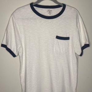 J.Crew Slub Cotton Tee White/Blue M